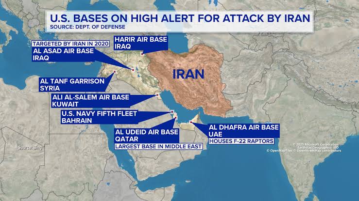 The United States has military bases in several Middle East 